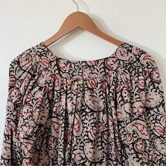 Emerson Fry Olympia Blouse Paisley Black + Clay Satin - Picture 9 of 11